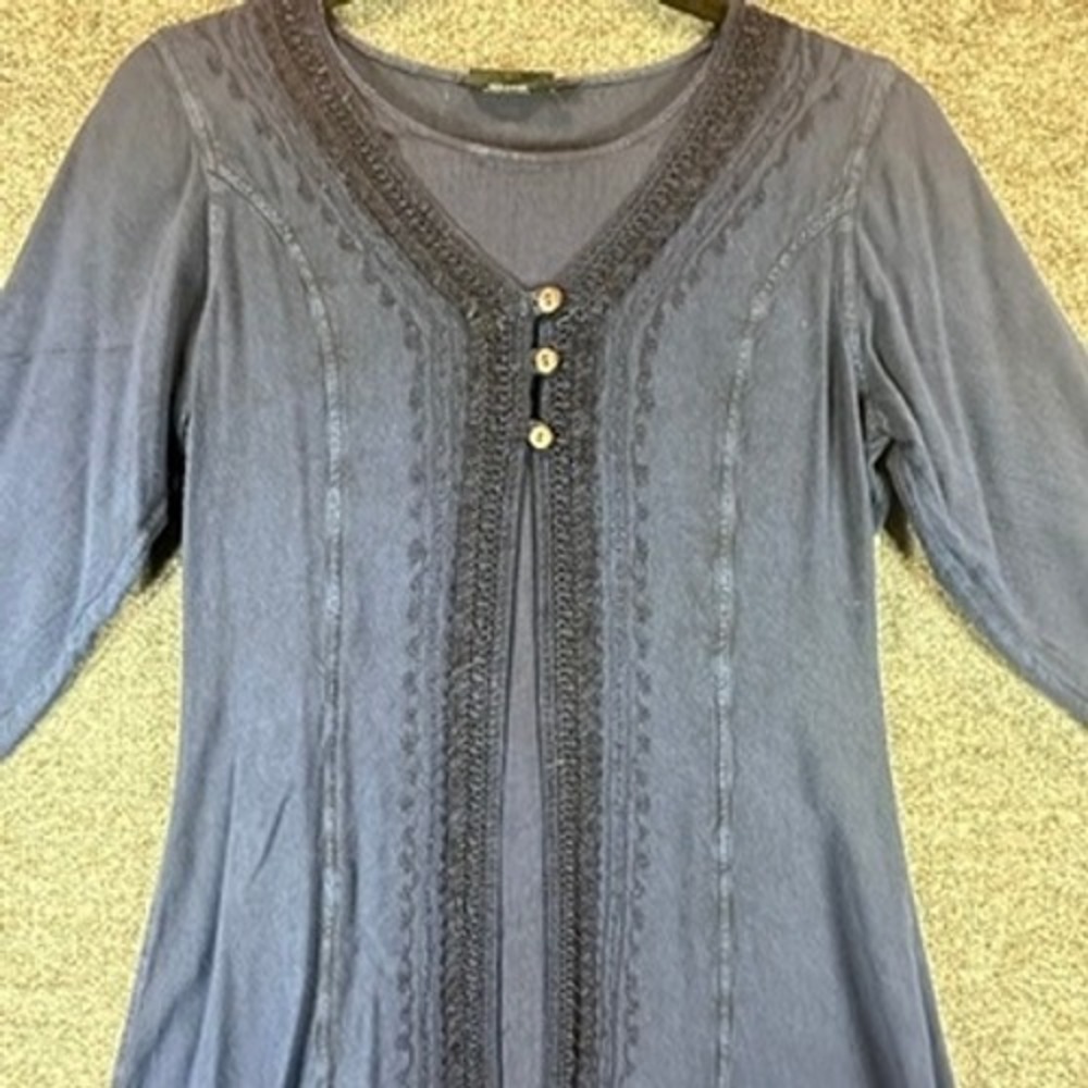 Peasant Midi Dress Sz L Renaissance Fair Blue Cottagecore Festival Hippie Boho